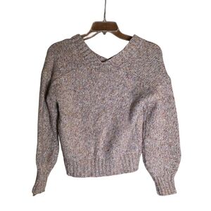French Connection XS Speckled Knit V-Neck Sweater Cropped Pullover